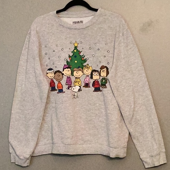 Peanuts Gray Christmas Sweatshirt Size XL EUC - Picture 7 of 8